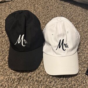 Black and White Mr. & Mrs. Baseball Caps